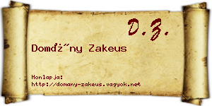 Domány Zakeus névjegykártya